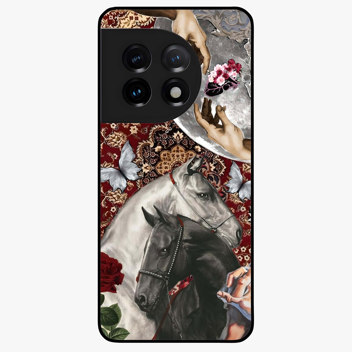 Moonlit Royal Stallion Glass Case for 1+11 majestic front view featuring horse artwork under glowing moonlight