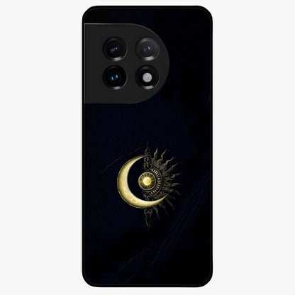 Mystic Lunar Flame Glass Case for 1+11 striking front view featuring moon and flame inspired artwork