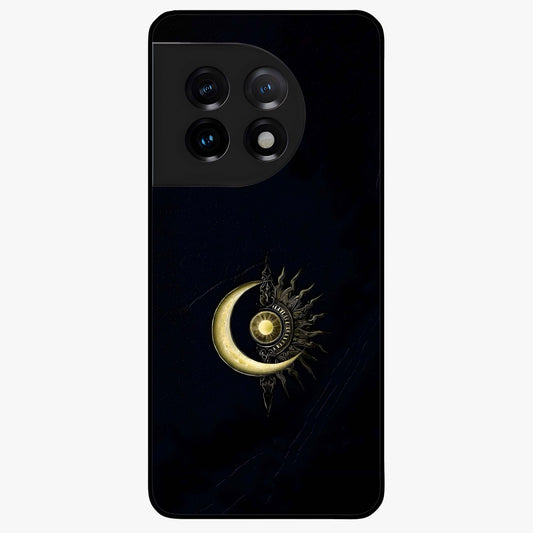 Mystic Lunar Flame Glass Case for 1+11 striking front view featuring moon and flame inspired artwork