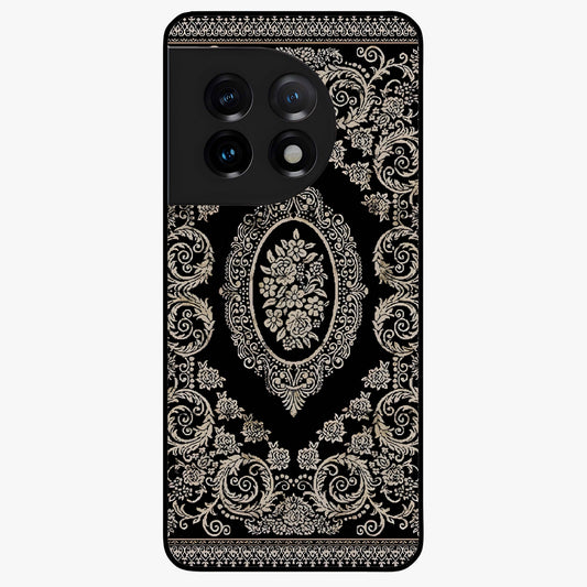 Noir Bloom Elegance Glass Case for 1+11 elegant front view featuring dark floral artwork in noir tones