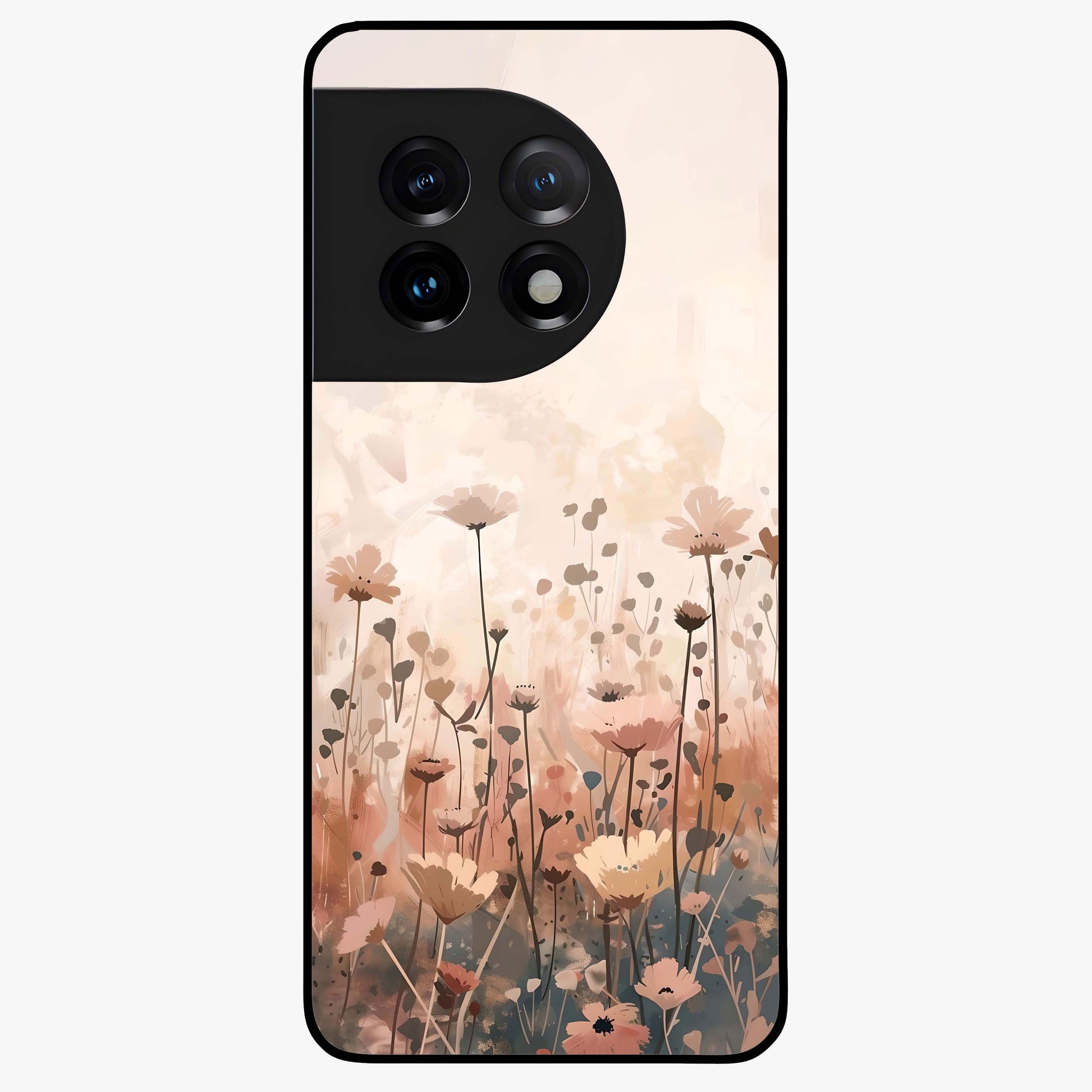 Pastel Wildflowers Glass Case for 1+11 cheerful front view featuring colorful wildflower artwork in pastel tones