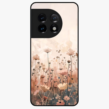 Pastel Wildflowers Glass Case for 1+11 cheerful front view featuring colorful wildflower artwork in pastel tones