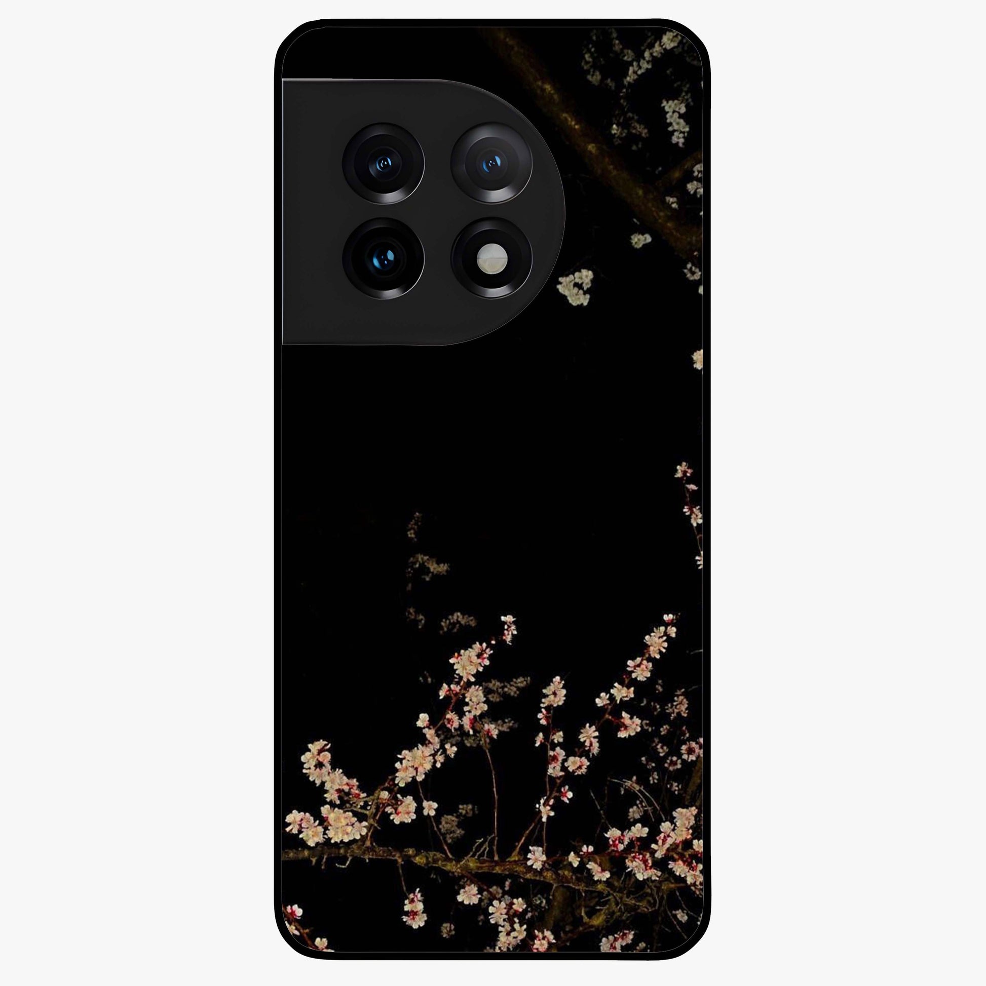 Petal Moon Light With Custom Name Glass Case for 1+11 graceful front view featuring floral artwork under moonlight with personalized name design