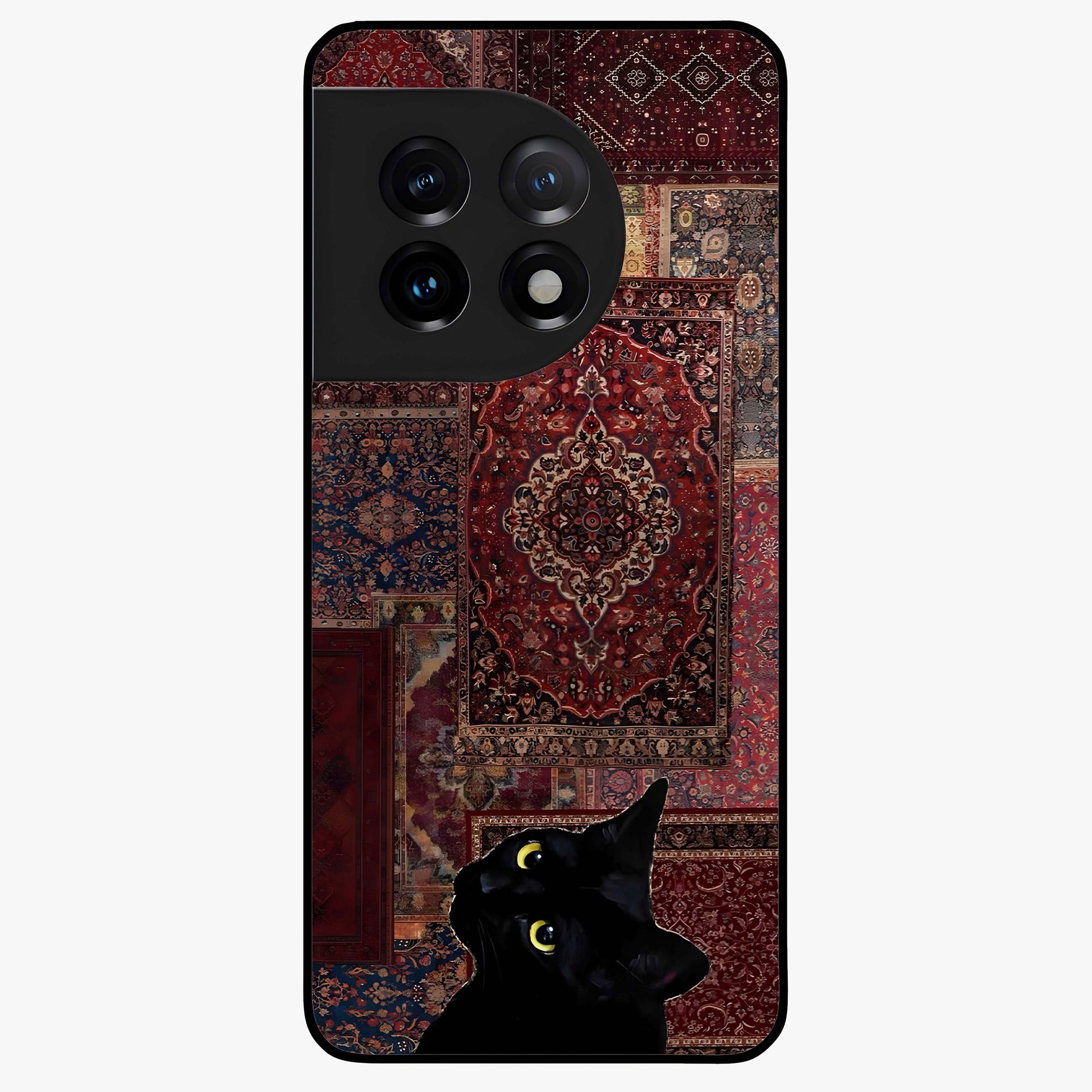 Regal Magic Cat Apple Glass Case for 1+11 playful front view featuring charming cat artwork with whimsical theme