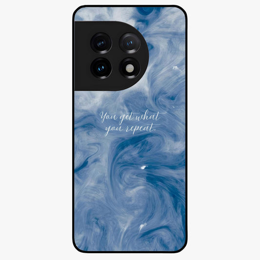 Repeat Your Destiny Glass Case for 1+11 motivational front view featuring bold typography artwork