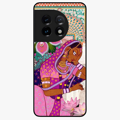 Royal Lotus Muse Glass Case for 1+11 graceful front view featuring lotus artwork with regal detailing