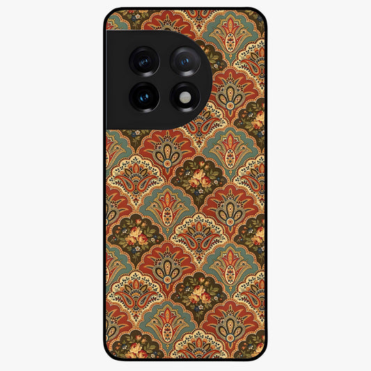 Royal Threadwork Glass Case for 1+11 elegant front view featuring embroidered threadwork inspired artwork