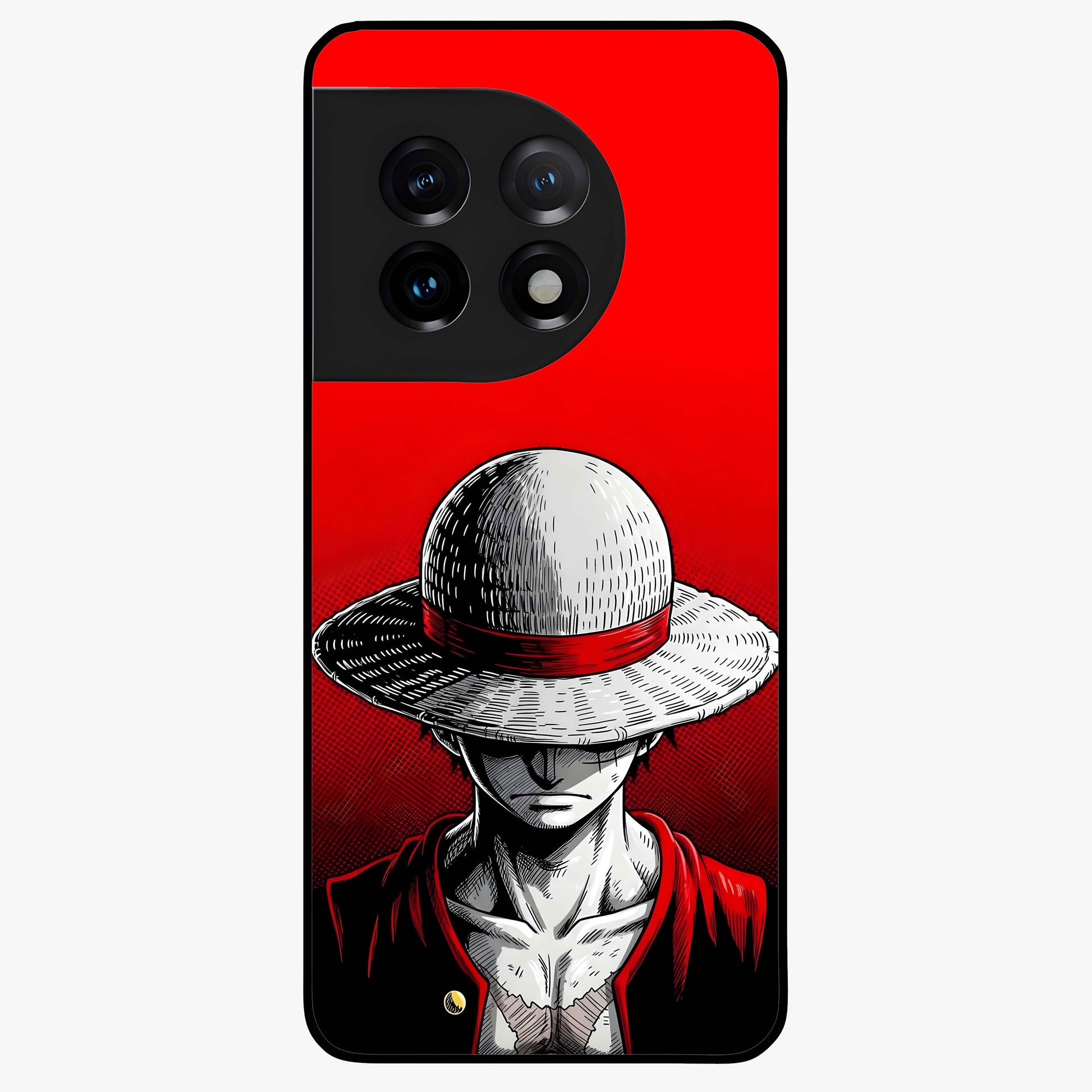 Scarlet Pirate Resolve Glass Case for 1+11 bold front view featuring pirate themed artwork in red hues