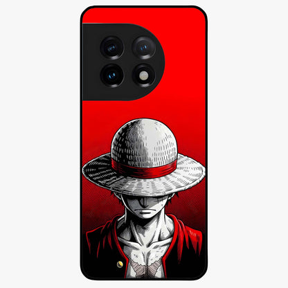 Scarlet Pirate Resolve Glass Case for 1+11 bold front view featuring pirate themed artwork in red hues