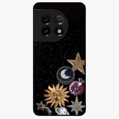 Scarlet Sky Flight Glass Case for 1+11 dramatic front view featuring bold sky inspired artwork in scarlet tones