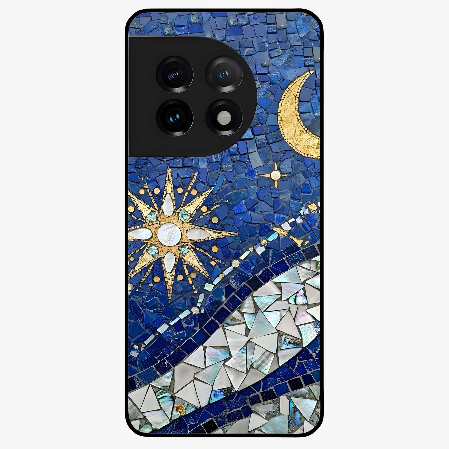Serene Crane Flight Glass Case for 1+11 graceful front view featuring crane bird artwork in calm tones