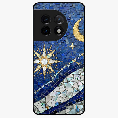 Serene Crane Flight Glass Case for 1+11 graceful front view featuring crane bird artwork in calm tones