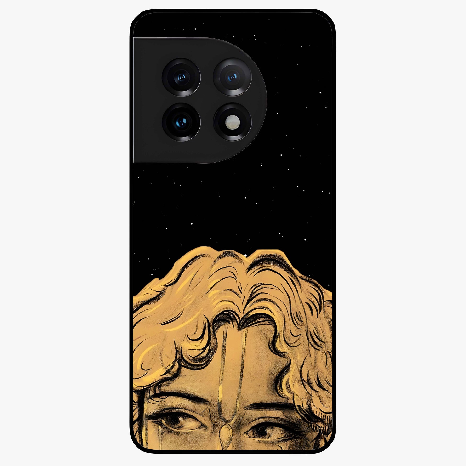 Shri Krishna Art Glass Case for 1+11 devotional front view featuring detailed Krishna inspired artwork