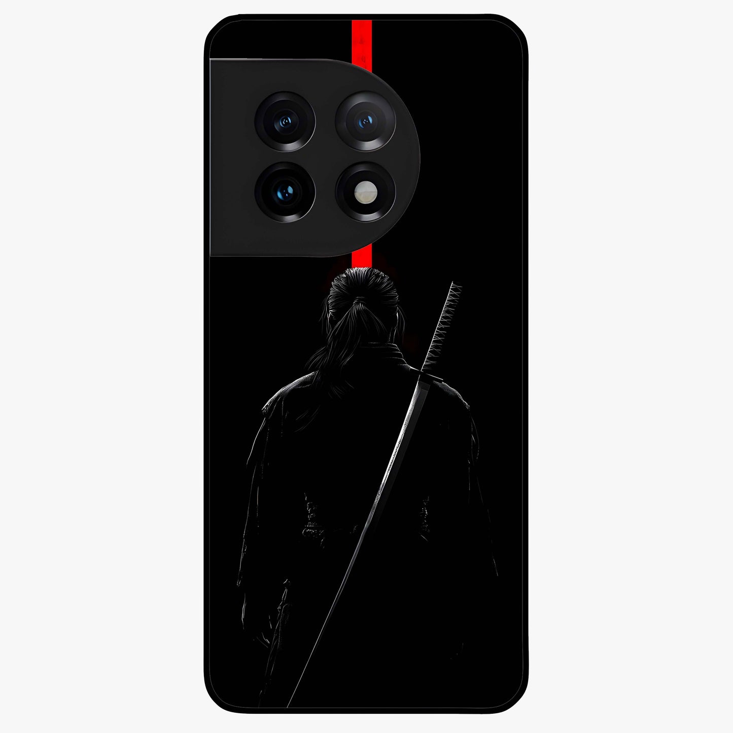 Silent Blade Resolve Glass Case for 1+11 bold front view featuring stealth warrior inspired artwork