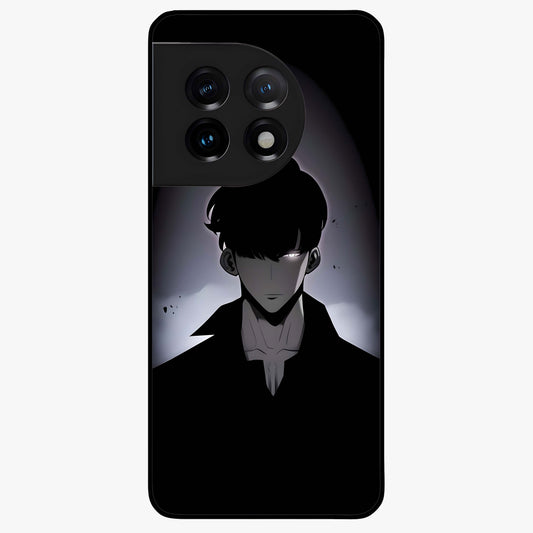 Silent Shadow Awakening Glass Case for 1+11 intense front view featuring dark warrior inspired artwork