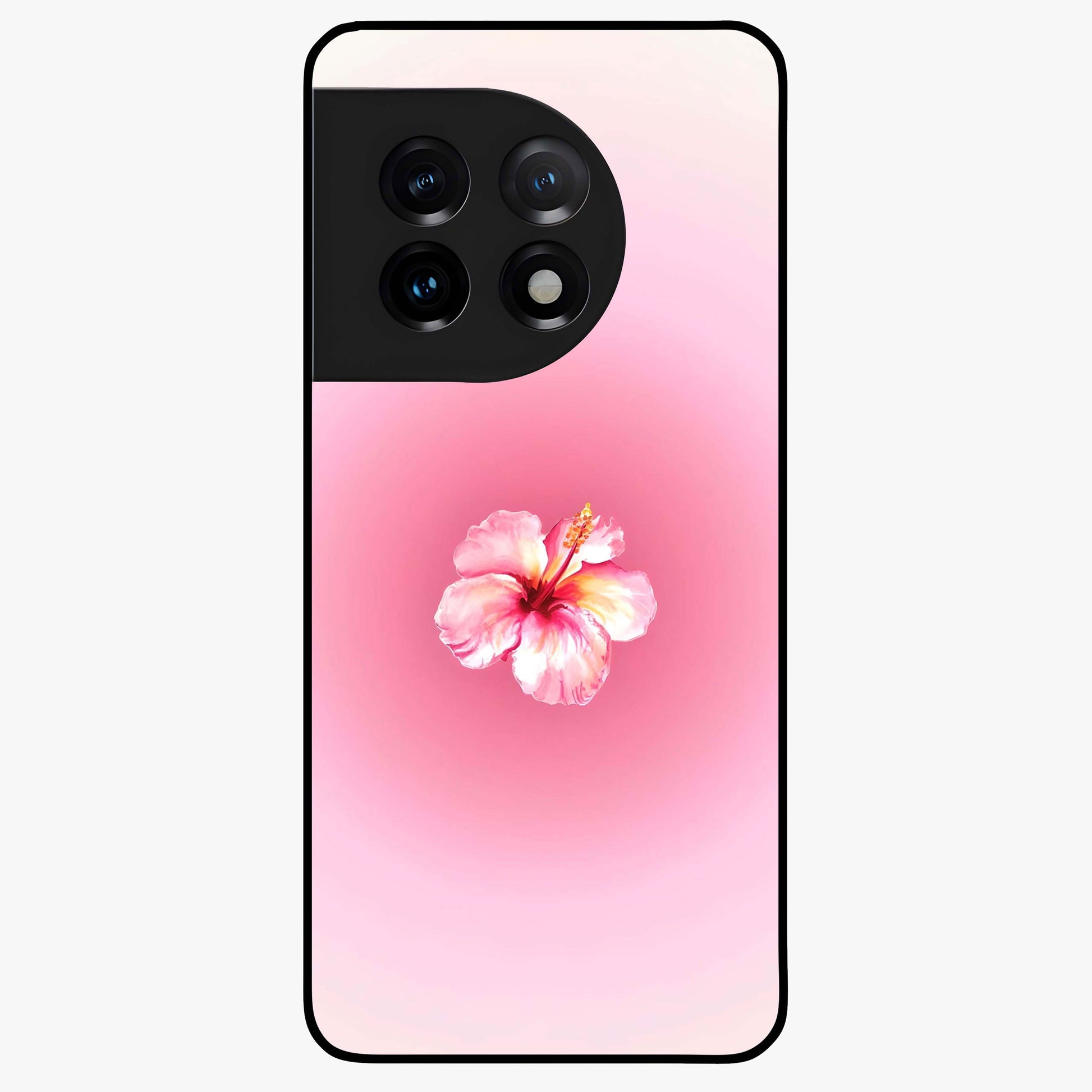 Soft Petal Serenity Glass Case for 1+11 elegant front view featuring gentle floral artwork in muted tones