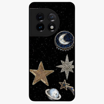 Starlit Cosmic Dreams Glass Case for 1+11 vibrant front view featuring galaxy inspired artistic artwork