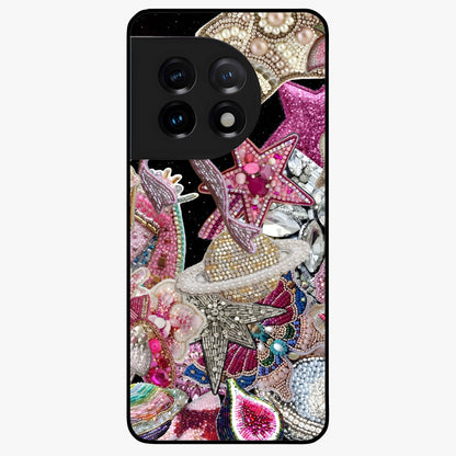 Starlit Jewel Dream Glass Case for 1+11 luxurious front view featuring jewel inspired artwork with star accents