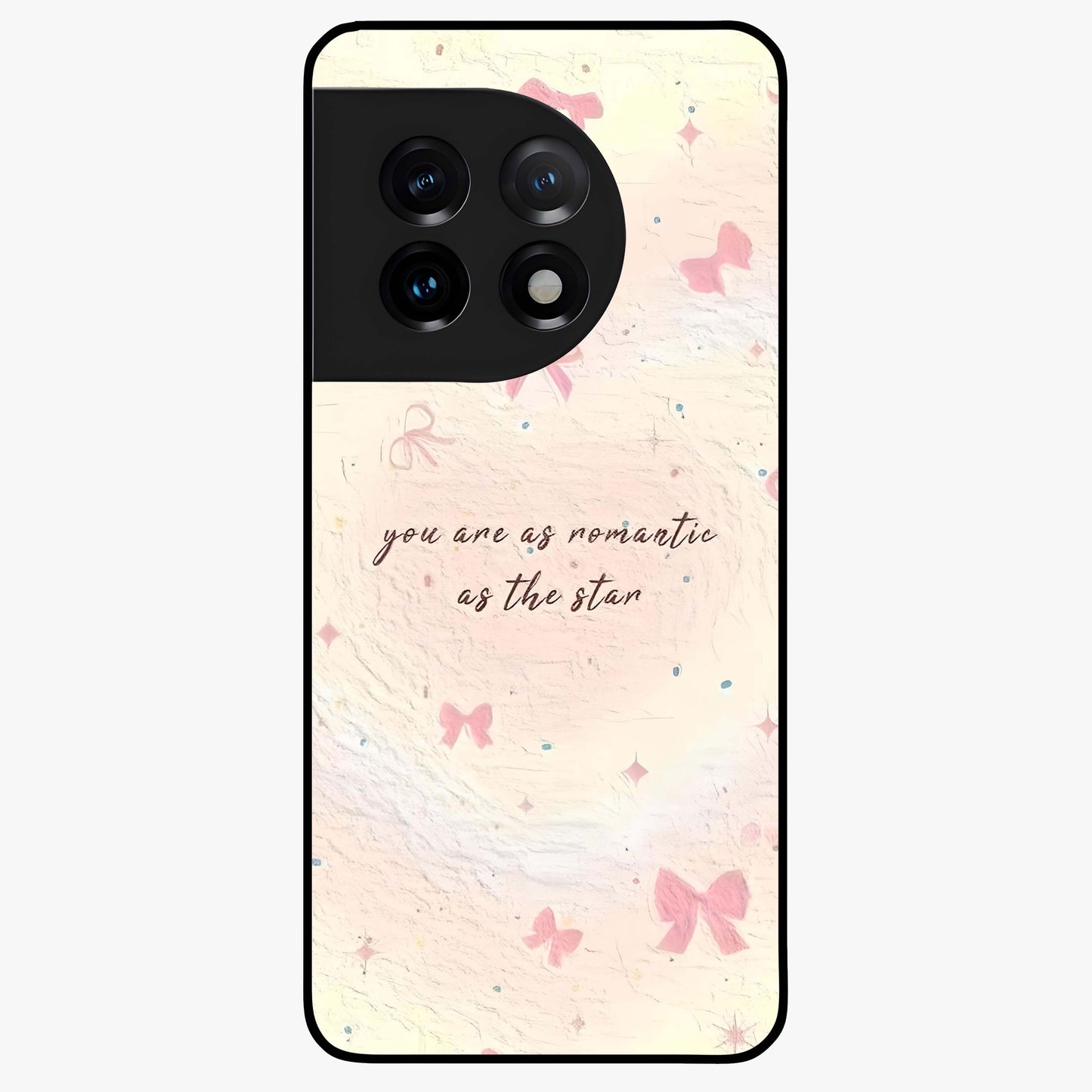 Starry Bow Romance Glass Case for 1+11 charming front view featuring romantic bow artwork with star accents