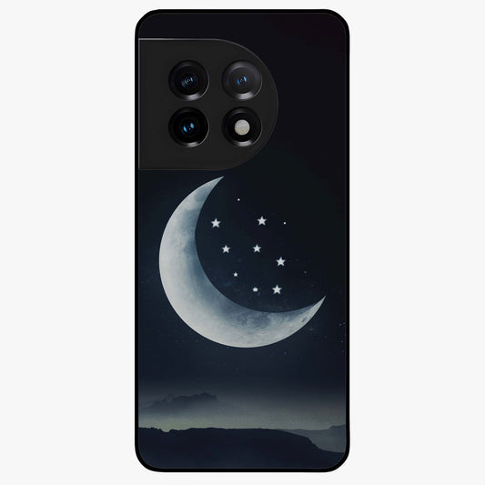 Starry Moon Pattern Glass Case for 1+11 dreamy front view featuring moon and star patterned artwork