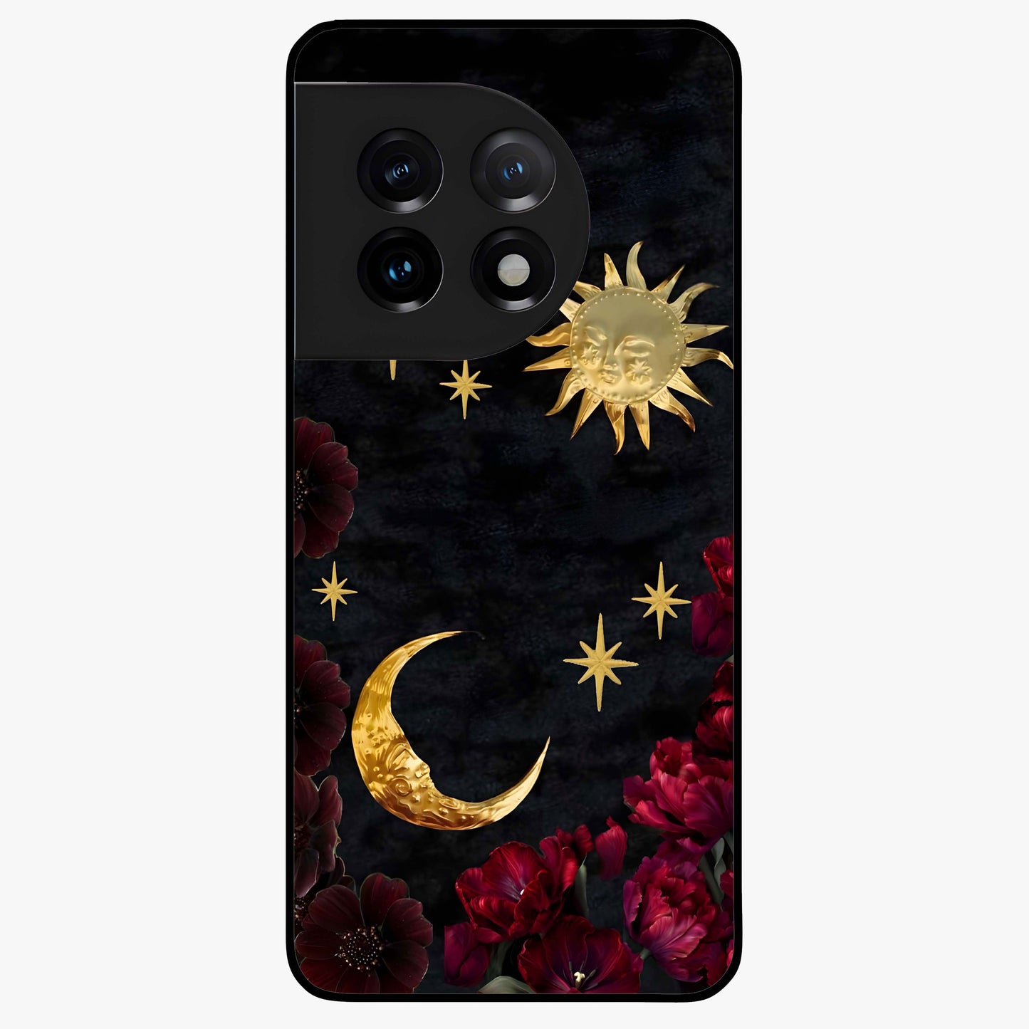 Sunflower Custom Name Glass Case for 1+11 bright front view featuring sunflower artwork with personalized name detail