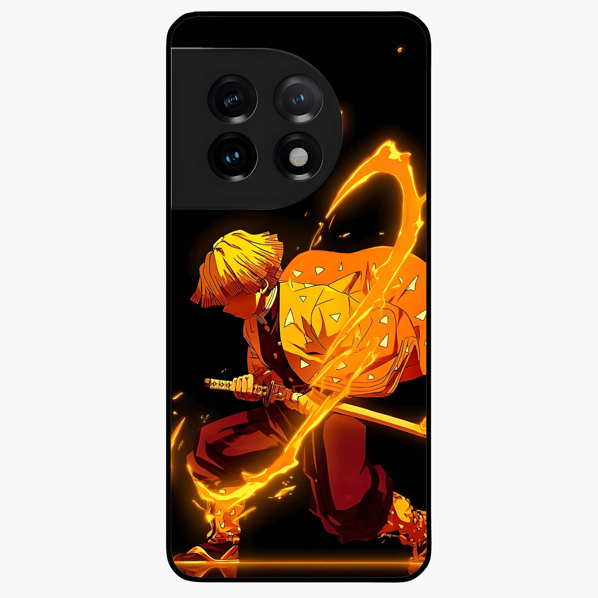 Thunder Flame Execution Glass Case for 1+11 intense front view featuring lightning and flame inspired artwork