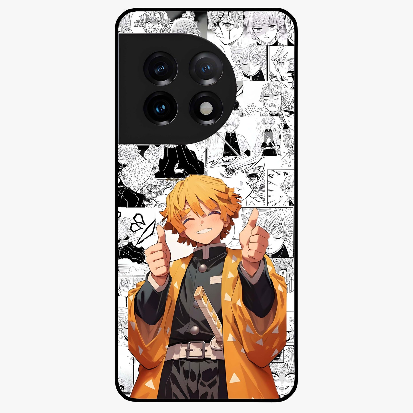 Thunder Smile Hero Glass Case for 1+11 bold front view featuring powerful hero inspired artwork with electric tones