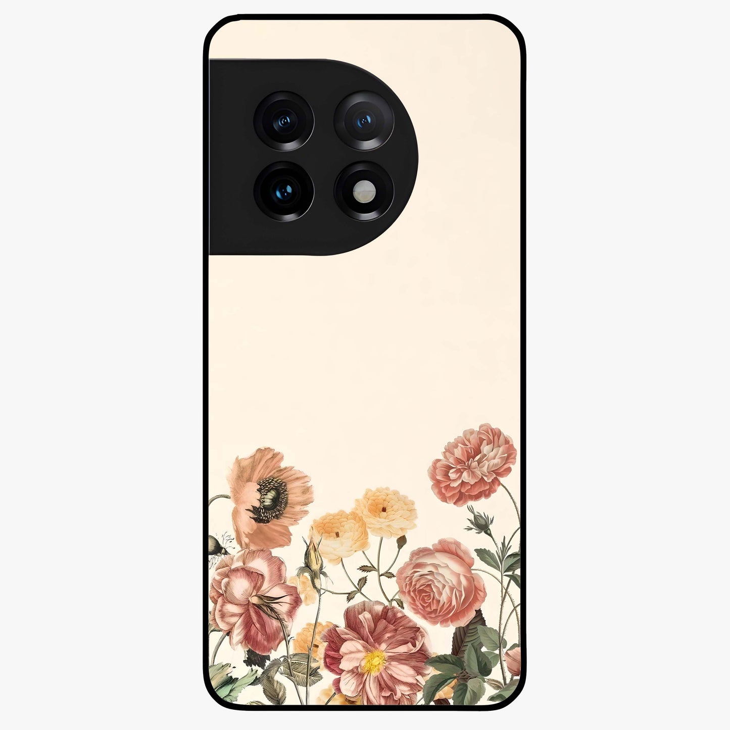 Timeless Garden Romance Glass Case for 1+11 elegant front view featuring classic floral garden artwork