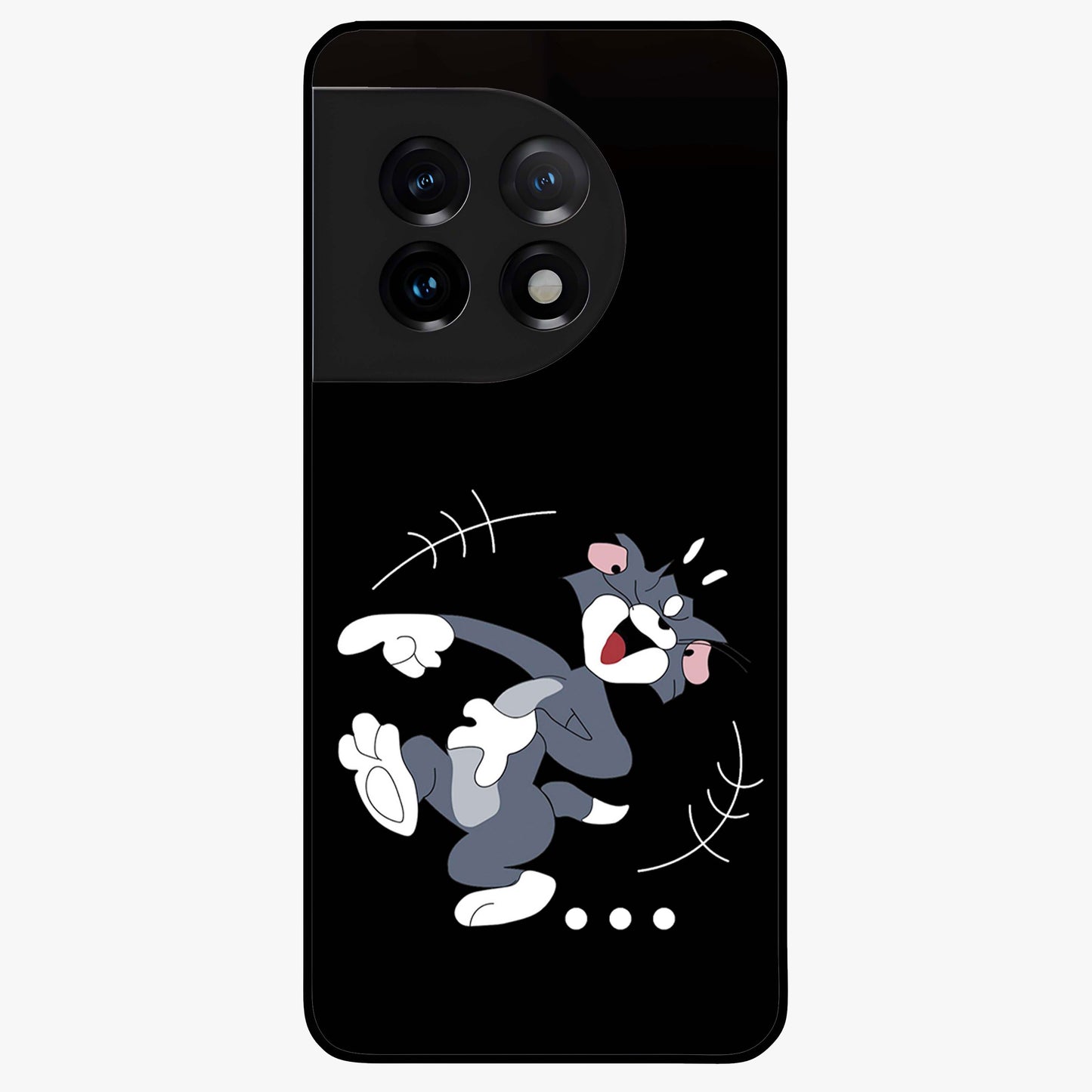 Tom in Trouble Glass Case for 1+11 playful front view featuring animated character artwork in humorous theme
