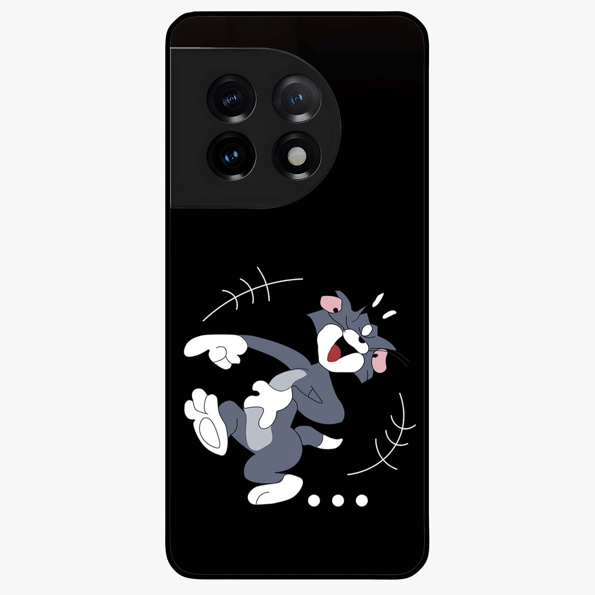 Tom in Trouble Glass Case for 1+11 playful front view featuring animated character artwork in humorous theme
