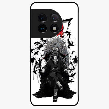 Uchiha Shadow Throne Glass Case for 1+11 intense front view featuring dark anime inspired throne artwork