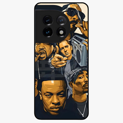 Urban Rap Legends Glass Case for 1+11 bold front view featuring street inspired music artwork
