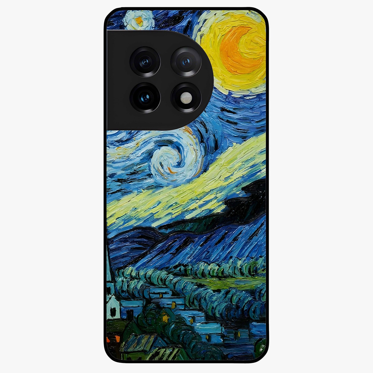 Van Gogh Art Glass Case for 1+11 artistic front view featuring painterly inspired classic artwork