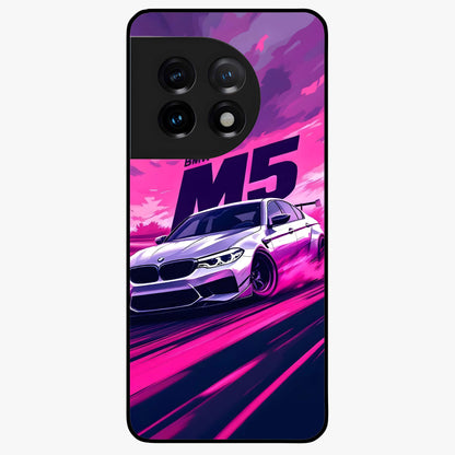 Velocity Drift Pulse Glass Case for 1+11 dynamic front view featuring racing inspired motion artwork