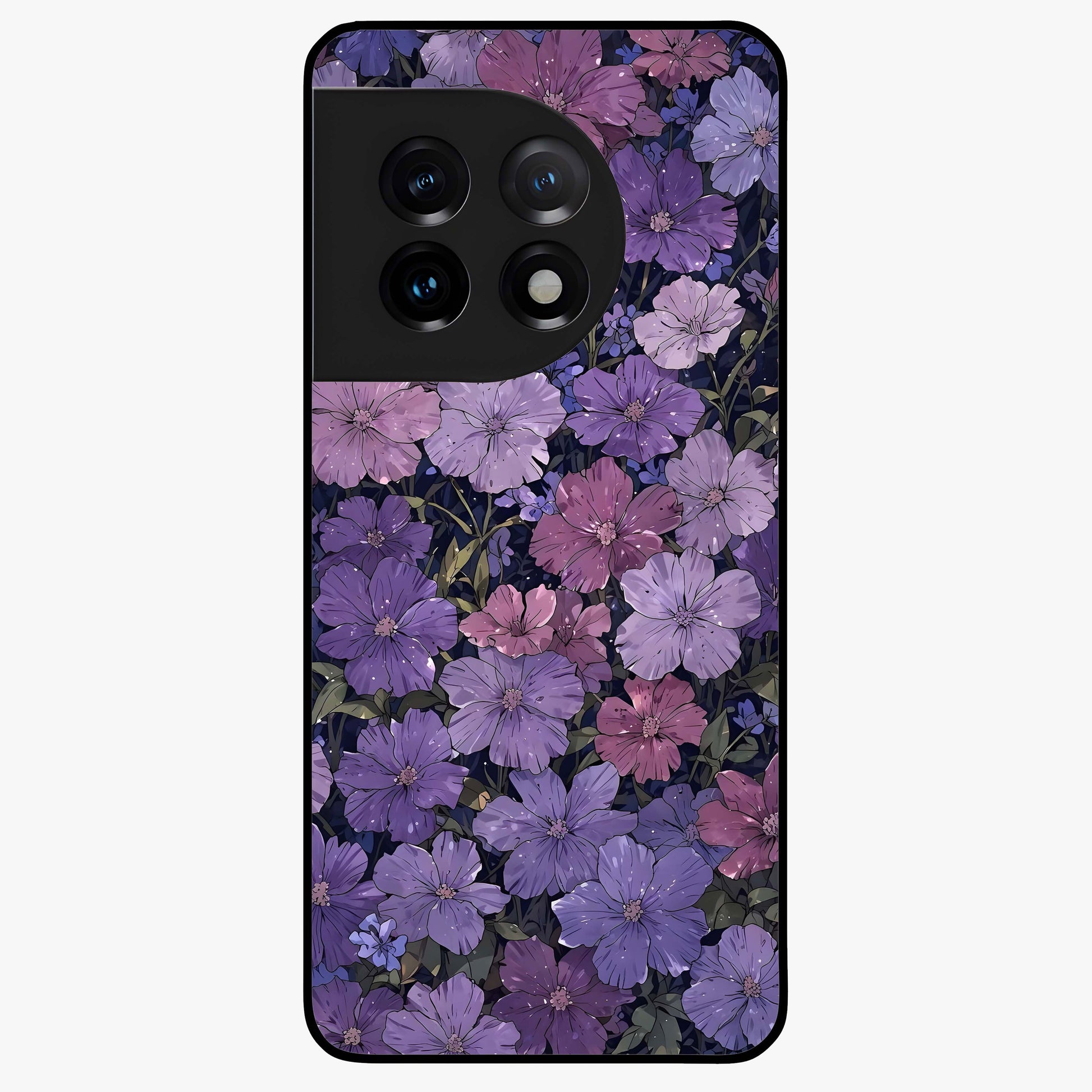Velvet Bloom Tapestry Glass Case for 1+11 elegant front view featuring rich floral tapestry artwork