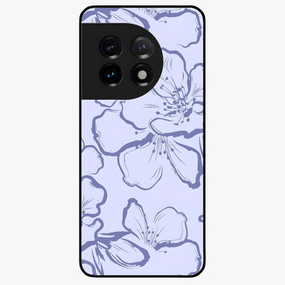 Violet Sketch Garden Glass Case for 1+11 artistic front view featuring floral sketch artwork in violet tones