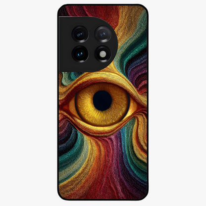 Visionary Flame Core Glass Case for 1+11 intense front view featuring fiery flame inspired artwork