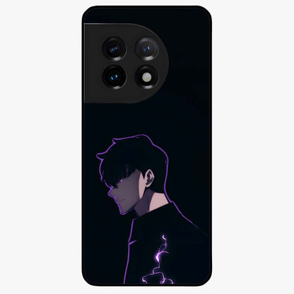 Void Lightning Phantom Glass Case for 1+11 electrifying front view featuring lightning inspired dark artwork