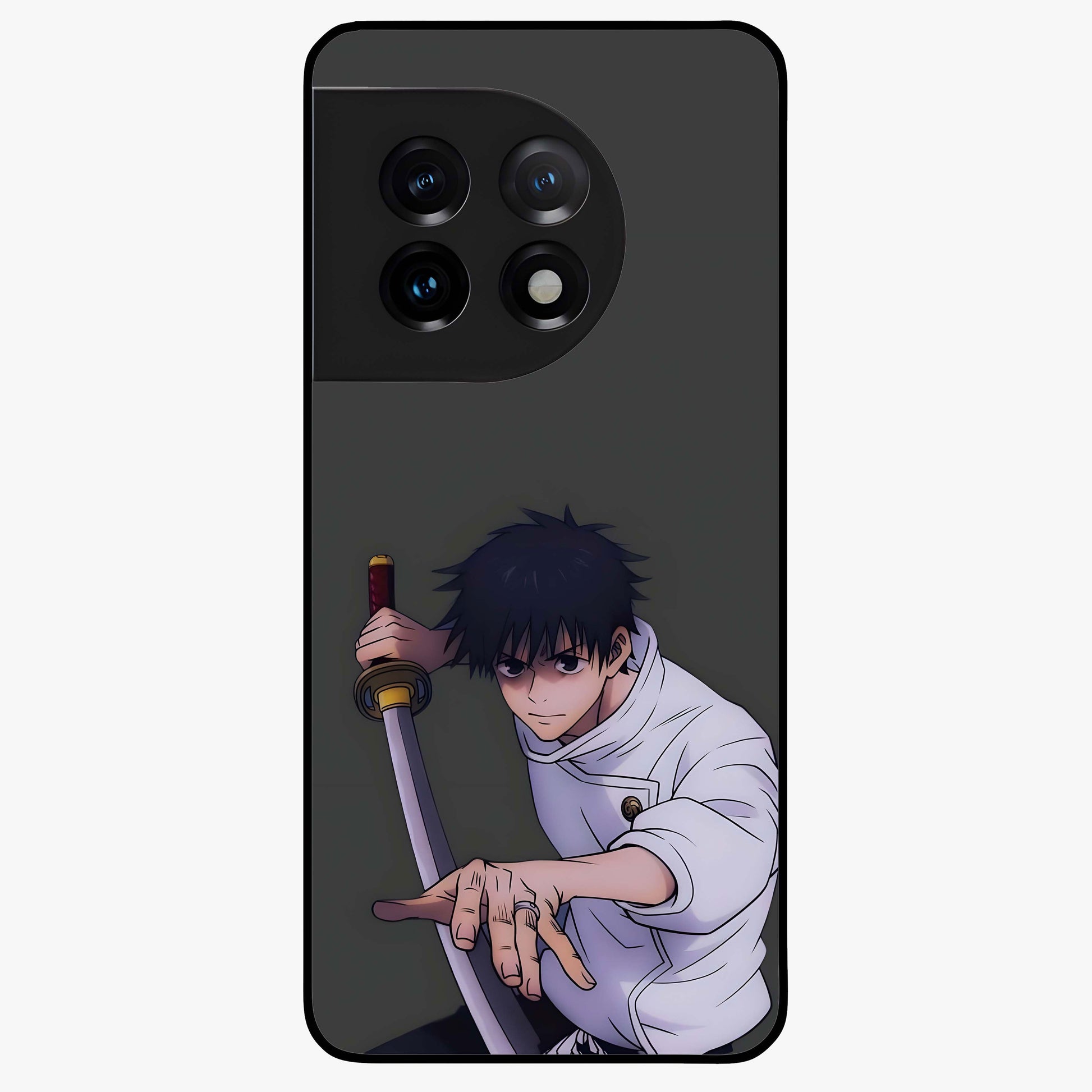 Void Silence Aesthetic Glass Case for 1+11 minimalist front view featuring dark abstract artwork with subtle tones