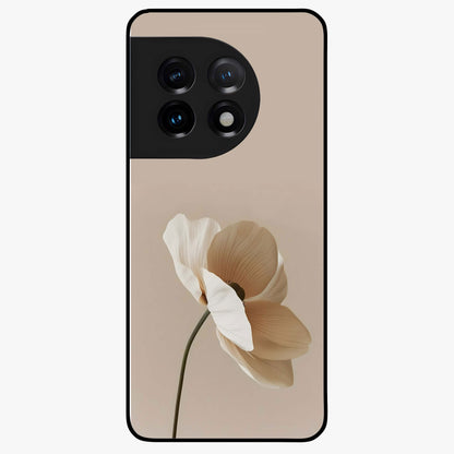 Whispering Petals Glass Case for 1+11 graceful front view featuring subtle floral artwork with airy vibe