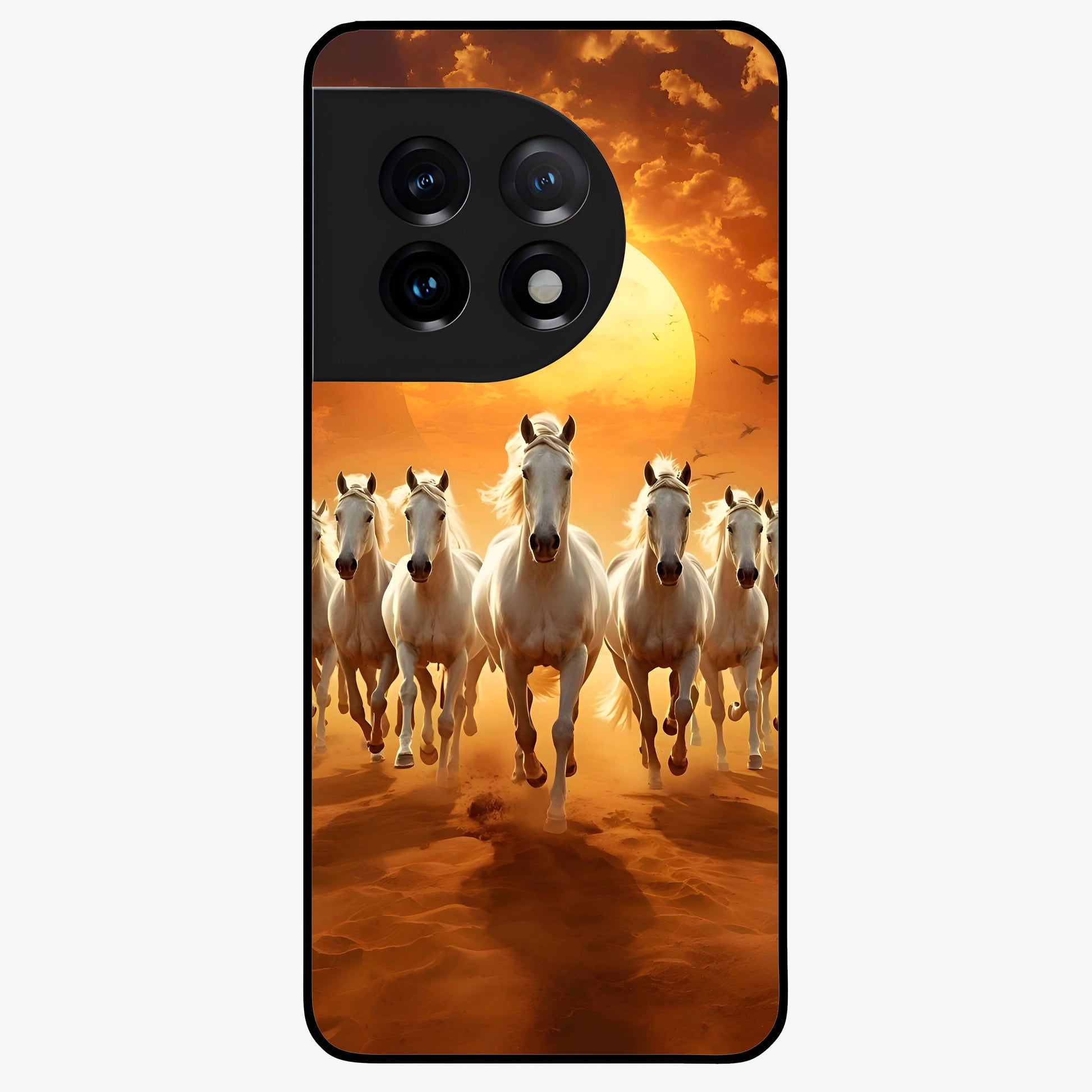 Wild Sunset Majesty Glass Case for 1+11 dramatic front view featuring bold sunset landscape artwork