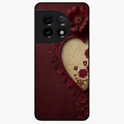 Wine Heart Vintage Art Glass Case for 1+11 romantic front view featuring heart shaped vintage wine inspired artwork