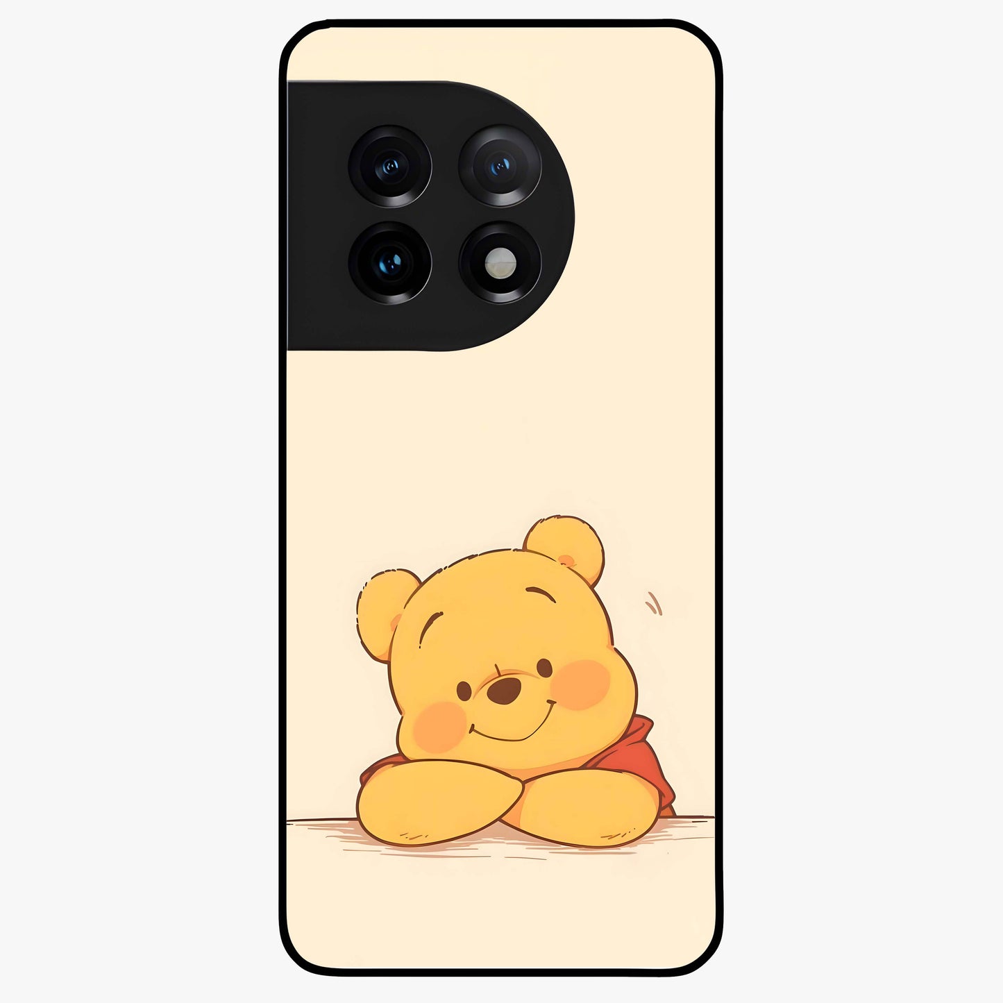 Winniethe Pooh Glass Case for 1+11 adorable front view featuring cute cartoon inspired artwork
