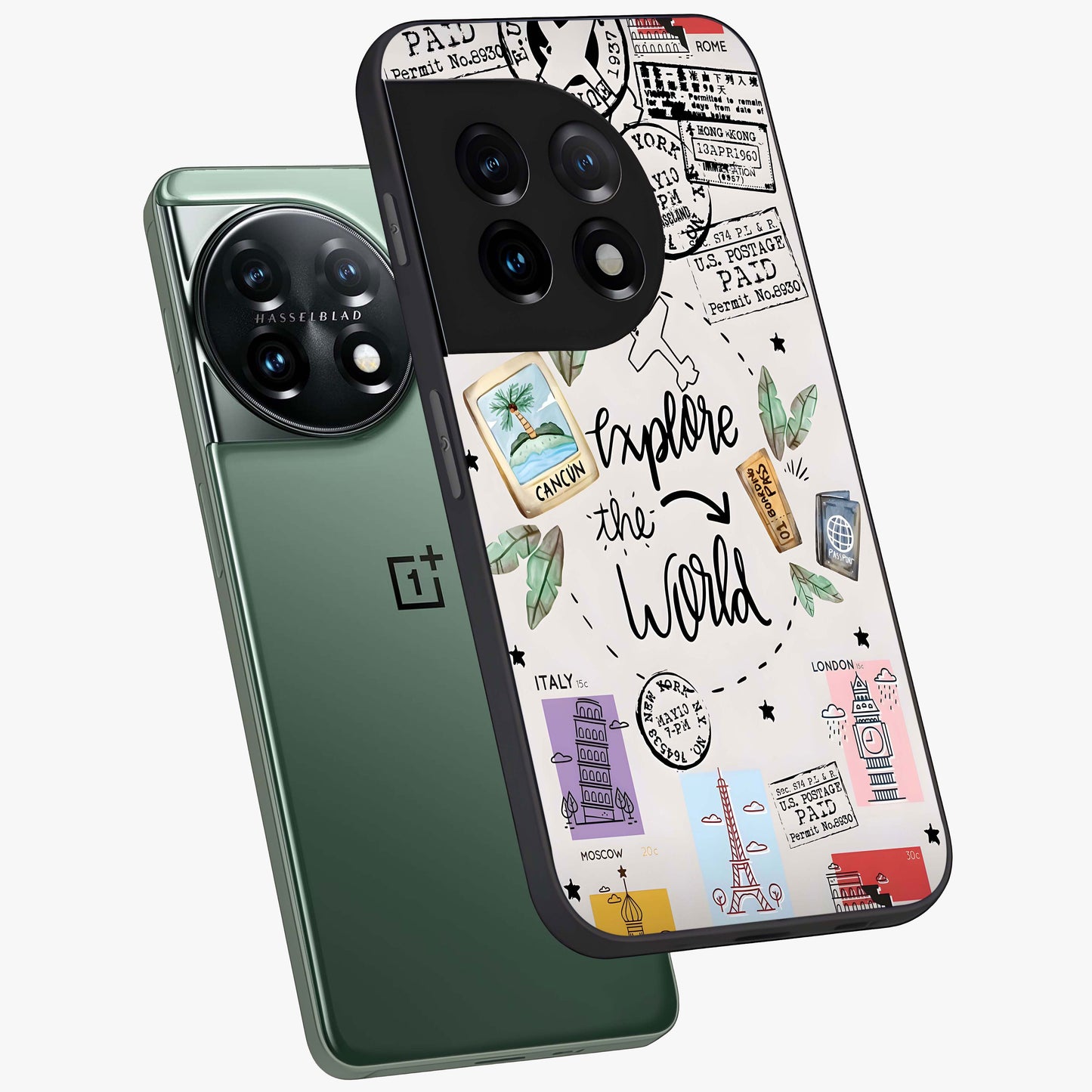 Adventure Awaits Art Glass Case for 1+11 angled display showcasing glossy finish and adventure themed design