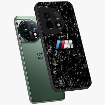 Carbon Speed Mark Glass Case for 1+11 angled mockup showcasing glossy finish and high performance aesthetic