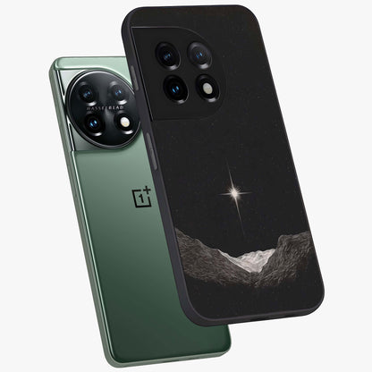 Cosmic Dream Night Glass Case for 1+11 angled mockup showcasing glossy finish and rich midnight gradients