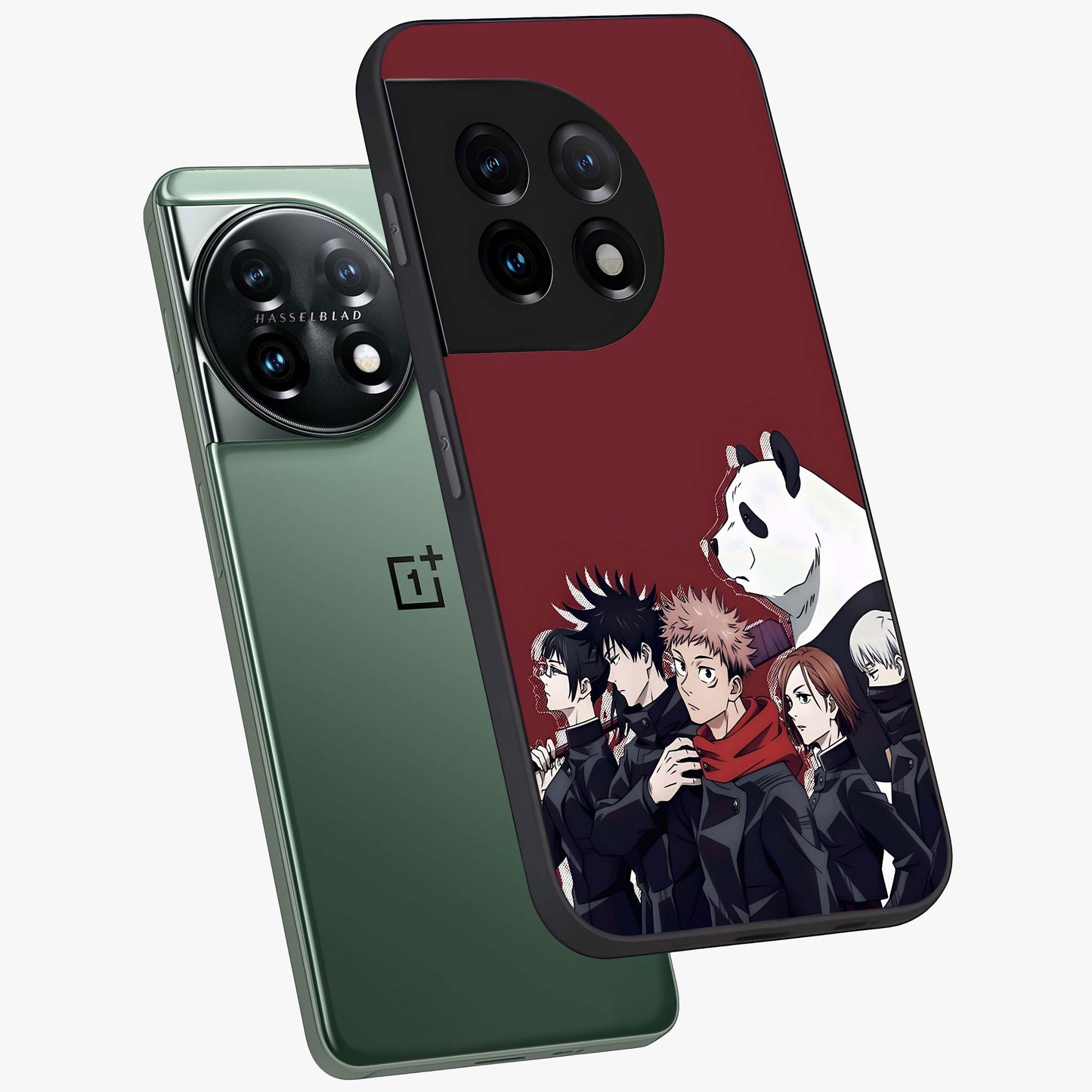 Crimson Crow Judgment Glass Case for 1+11 angled mockup showcasing glossy finish and intense dark aesthetic