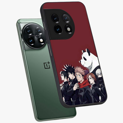 Crimson Crow Judgment Glass Case for 1+11 angled mockup showcasing glossy finish and intense dark aesthetic