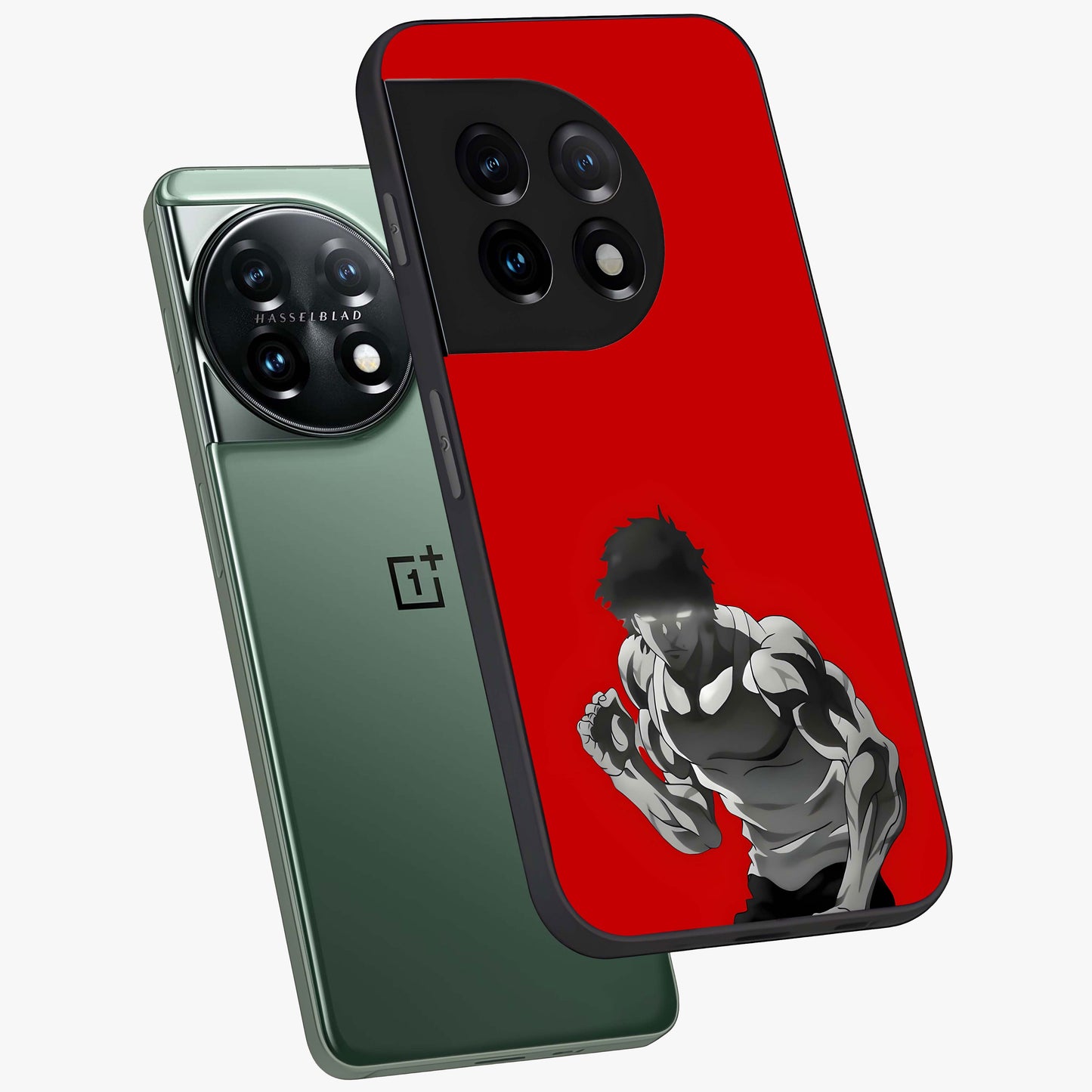 Crimson Power Rush Glass Case for 1+11 angled mockup showcasing glossy finish and high energy design