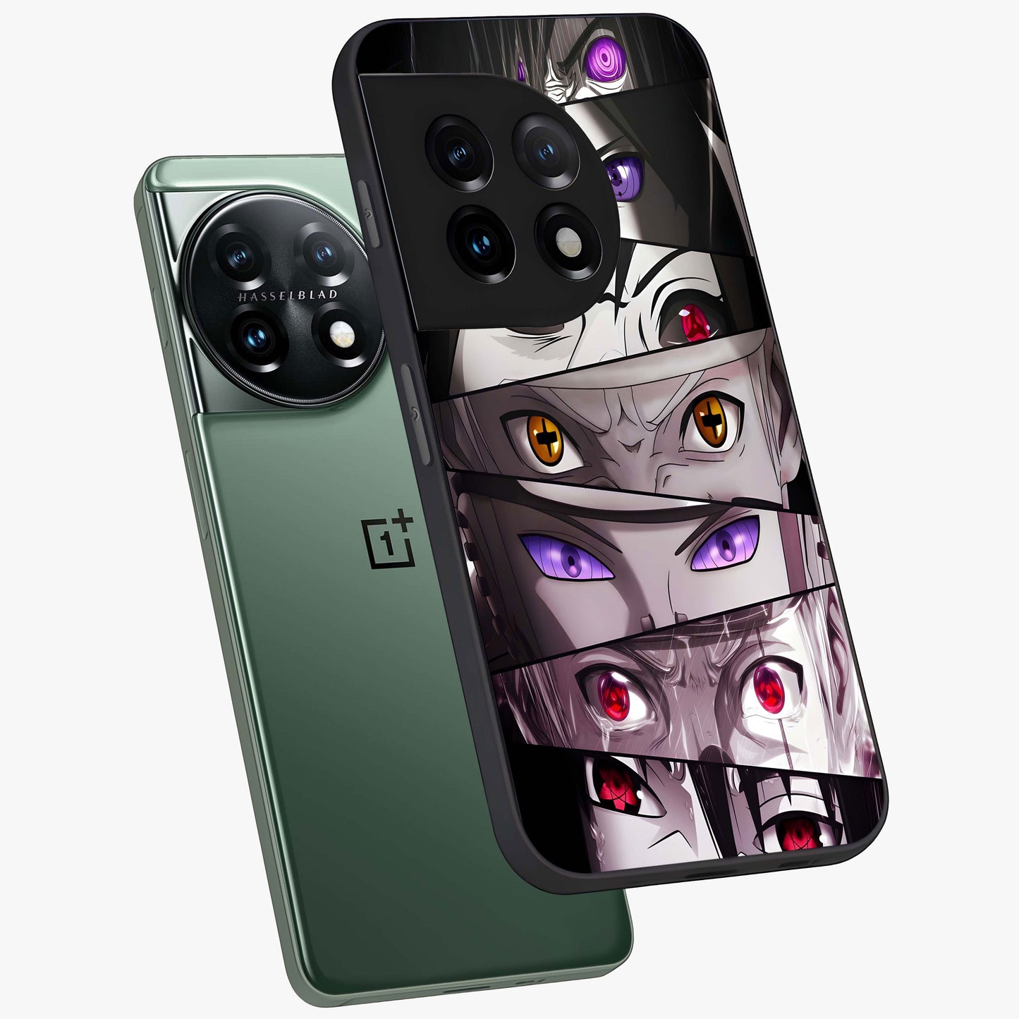 Eyes of Destiny Glass Case for 1+11 angled mockup showcasing glossy glass finish and intense detailing